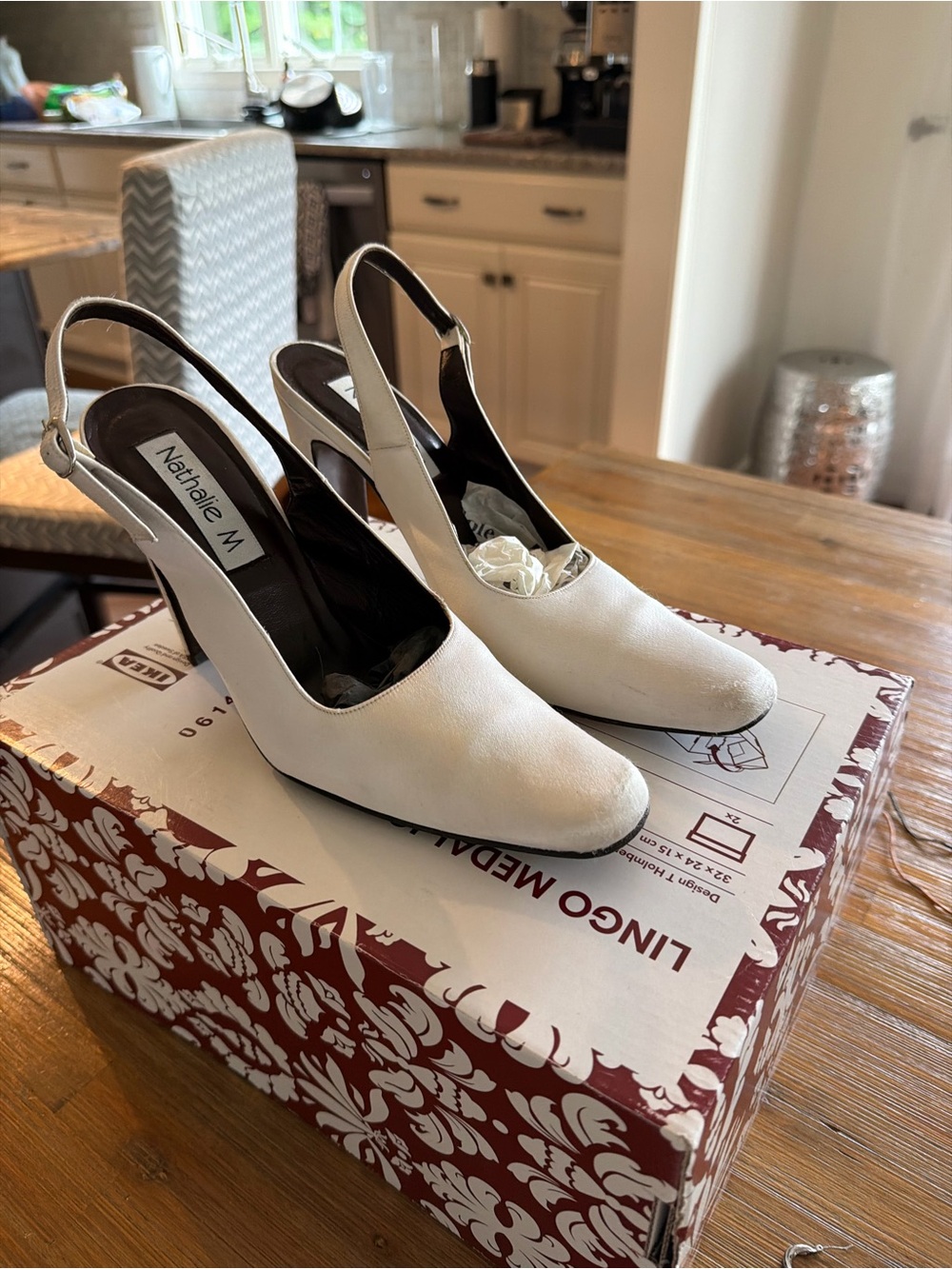 White Slingback heels